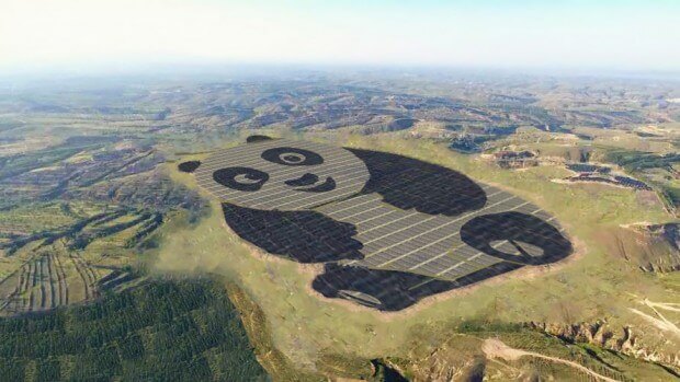 Fotovoltaico a forma di panda, nuova e "simpatica" installazione in Cina